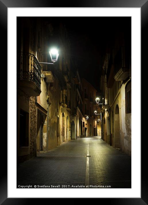 Walking at Night Street Framed Mounted Print by Svetlana Sewell