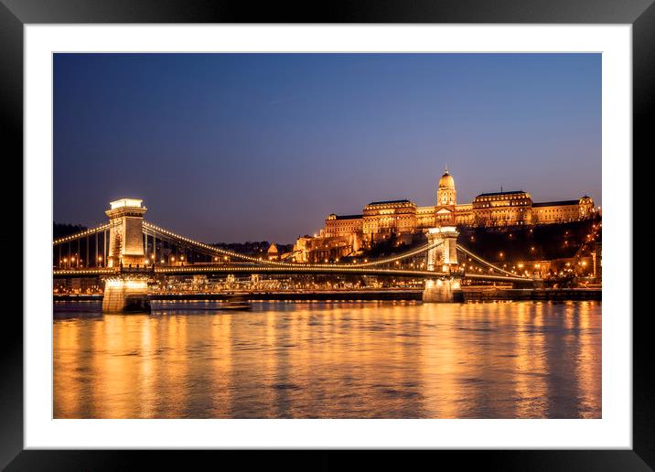 Budapest at Night Framed Mounted Print by Svetlana Sewell