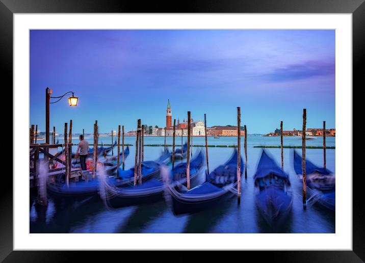 Gondolas in Venice Framed Mounted Print by Svetlana Sewell
