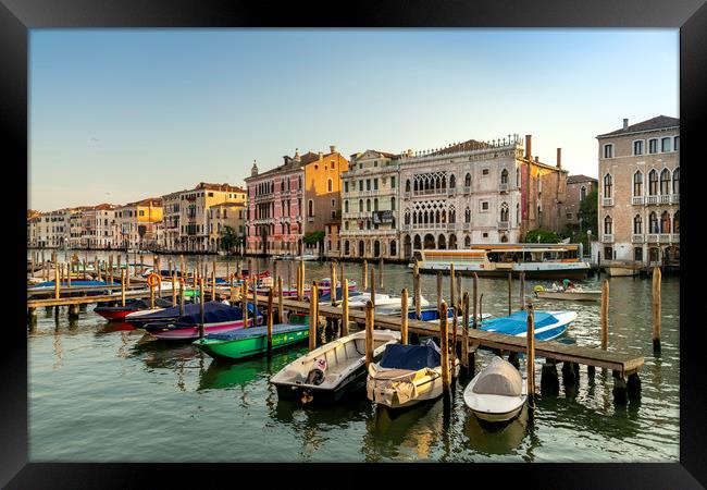 Gondolas in the morning Framed Print by Svetlana Sewell