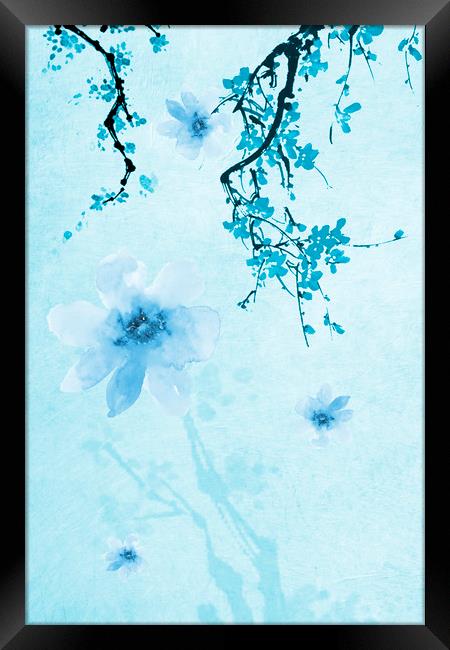 Blue Floral Abstract Framed Print by Svetlana Sewell