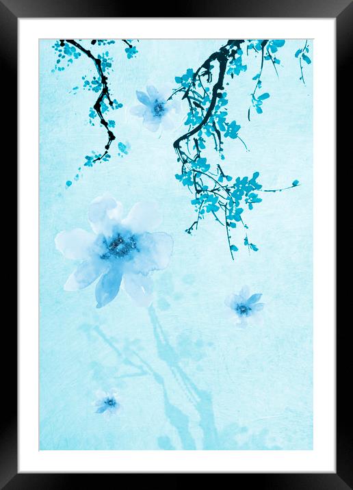 Blue Floral Abstract Framed Mounted Print by Svetlana Sewell