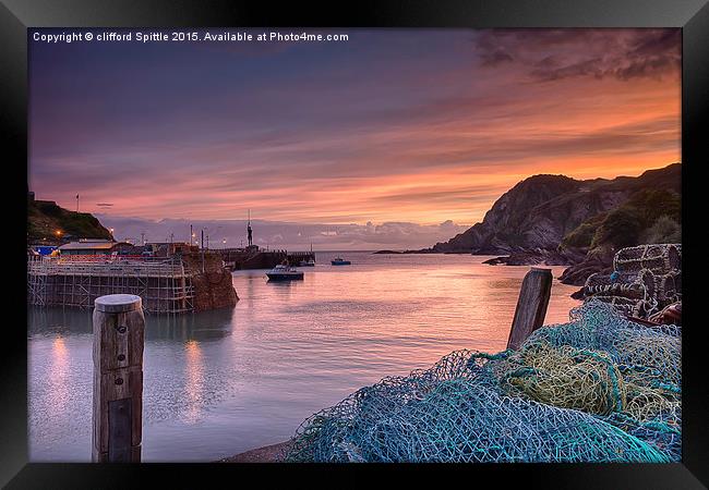  Ilfracombe Harbour Sunrise Framed Print by clifford Spittle