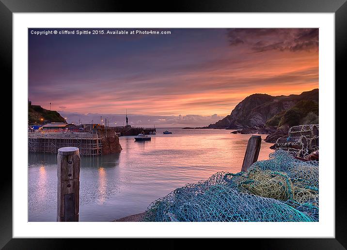  Ilfracombe Harbour Sunrise Framed Mounted Print by clifford Spittle