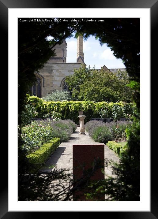 Garden through hole in hedge Framed Mounted Print by Mark Roper