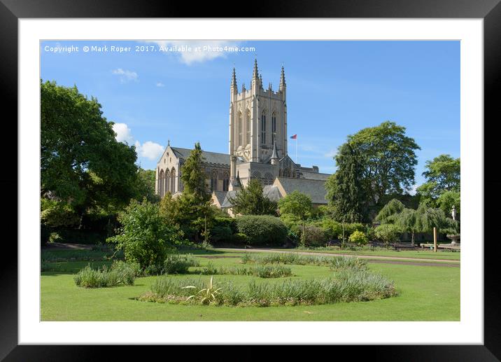St Edmundsbury Cathedral with flower borders in fo Framed Mounted Print by Mark Roper