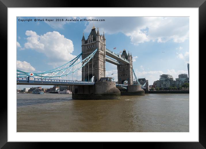 Tower Bridge in London with British and Rainbow fl Framed Mounted Print by Mark Roper