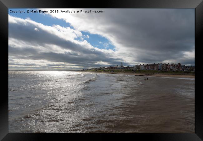 Southwold Seafront with Contrasting Sun and Clouds Framed Print by Mark Roper