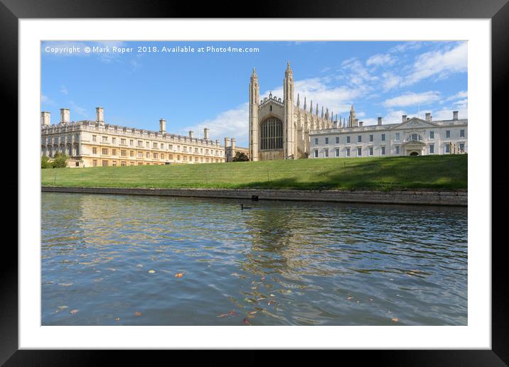 Clare and Kings College viewed from River Cam in C Framed Mounted Print by Mark Roper