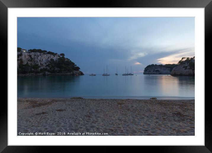 Long exposure evening shot of Cala Galdana bay Framed Mounted Print by Mark Roper