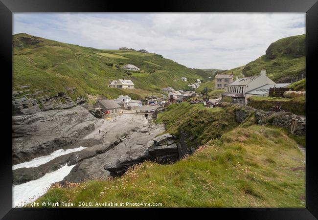 View of Trebarwith looking inland Framed Print by Mark Roper