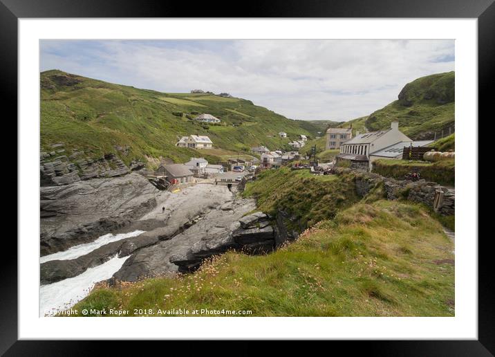 View of Trebarwith looking inland Framed Mounted Print by Mark Roper