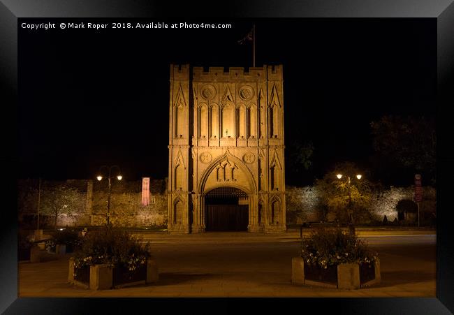 Abbey Gate at night in Bury St Edmunds Framed Print by Mark Roper