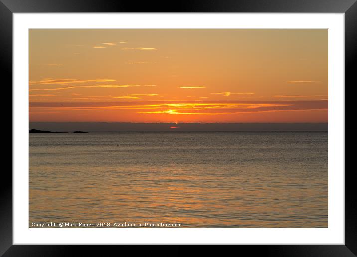 Sunset viewed from Porthmeor beach, St Ives Framed Mounted Print by Mark Roper