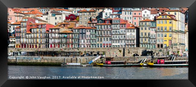 Cais de Ribeira Porto Portugal Framed Print by John Vaughan
