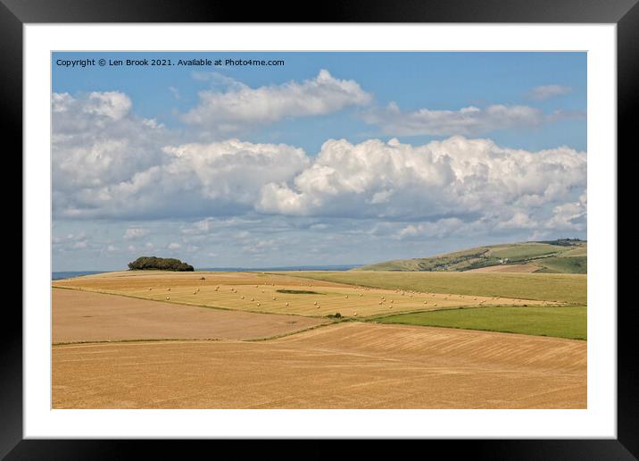 Sussex Downs Serenity Framed Mounted Print by Len Brook