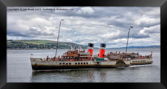 The Waverley Paddle Steamer at Blairmore Framed Print by Len Brook