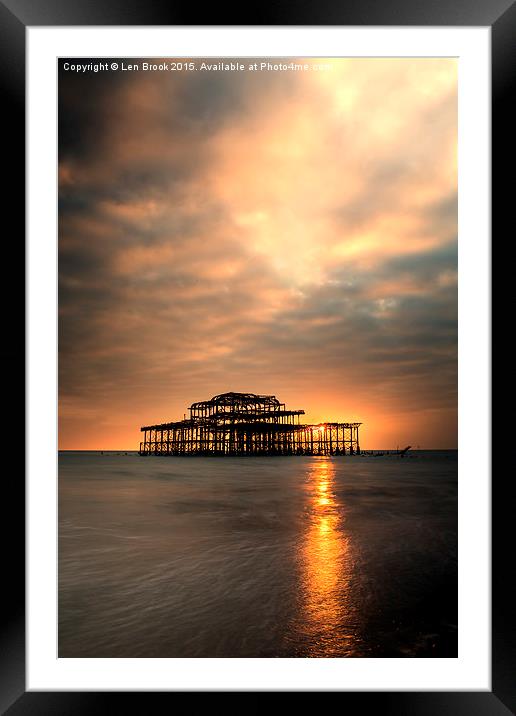  Brighton Pier Sunset Framed Mounted Print by Len Brook
