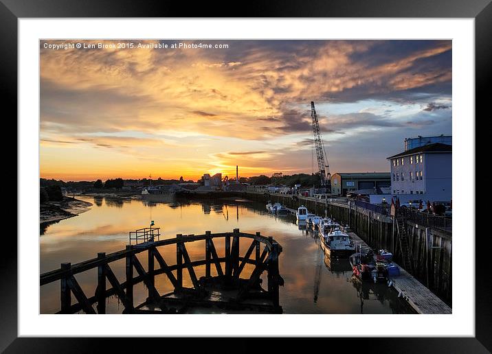 Littlehampton Sunset over the Arun River Framed Mounted Print by Len Brook