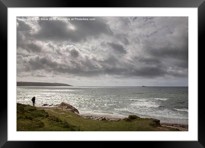  Cornwall Coast Path, nr. Par Sands Framed Mounted Print by Len Brook