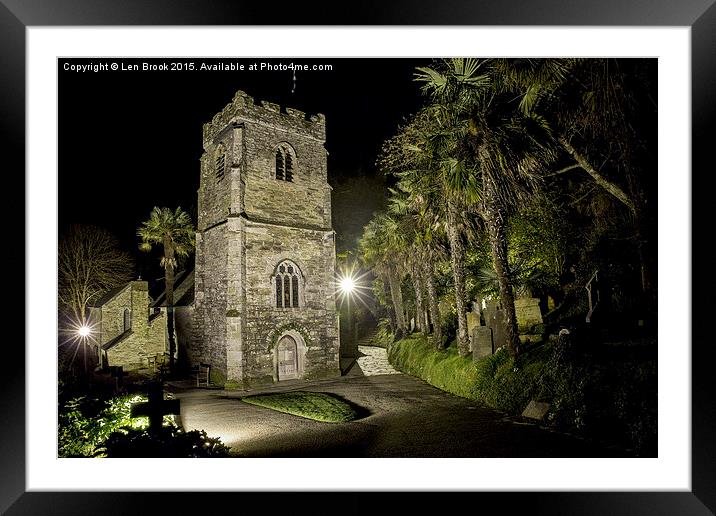  St. Just in Roseland at Night, Cornwall Framed Mounted Print by Len Brook