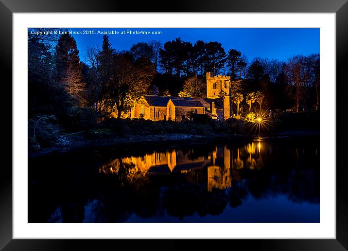 St. Just in Roseland at Night, Cornwall Framed Mounted Print by Len Brook
