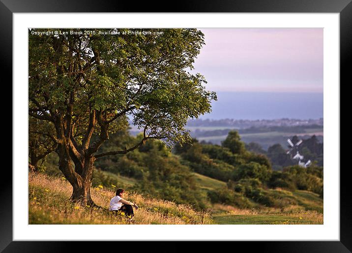 Contemplation on Cissbury Ring, Worthing Framed Mounted Print by Len Brook
