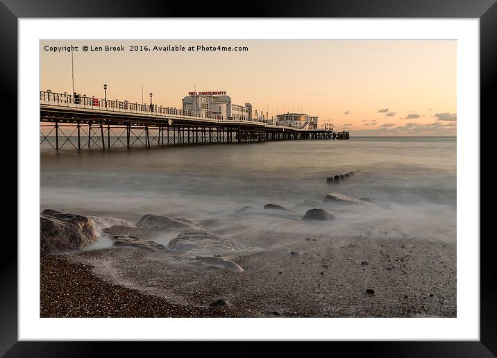 Worthing Pier Framed Mounted Print by Len Brook