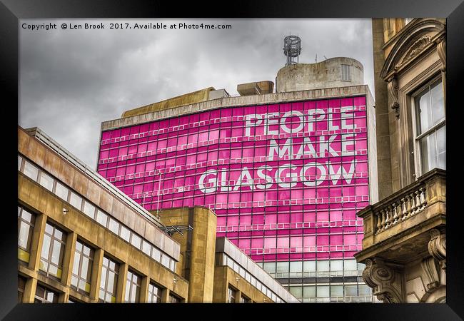 People Make Glasgow Framed Print by Len Brook