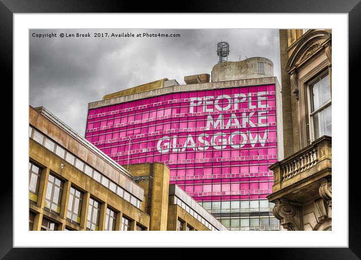 People Make Glasgow Framed Mounted Print by Len Brook