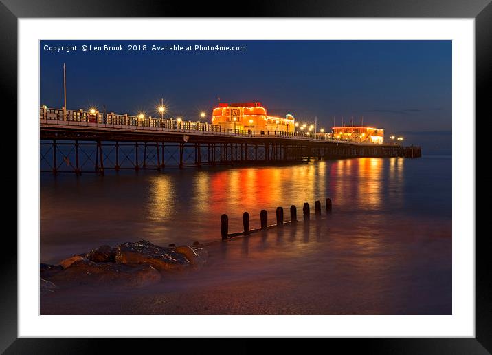 Worthing Pier Night Framed Mounted Print by Len Brook