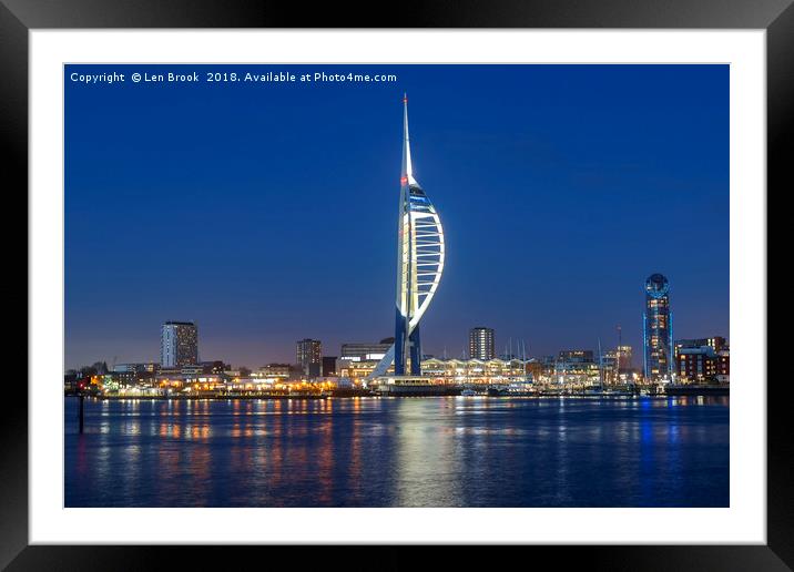 Portsmouth Harbour and The Spinnaker Tower Framed Mounted Print by Len Brook