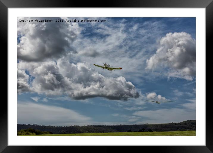 Glider and Tug Taking Off Framed Mounted Print by Len Brook