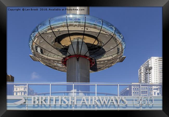 Brighton British Airways i360 Framed Print by Len Brook