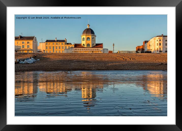 Worthing Dome Reflections Framed Mounted Print by Len Brook