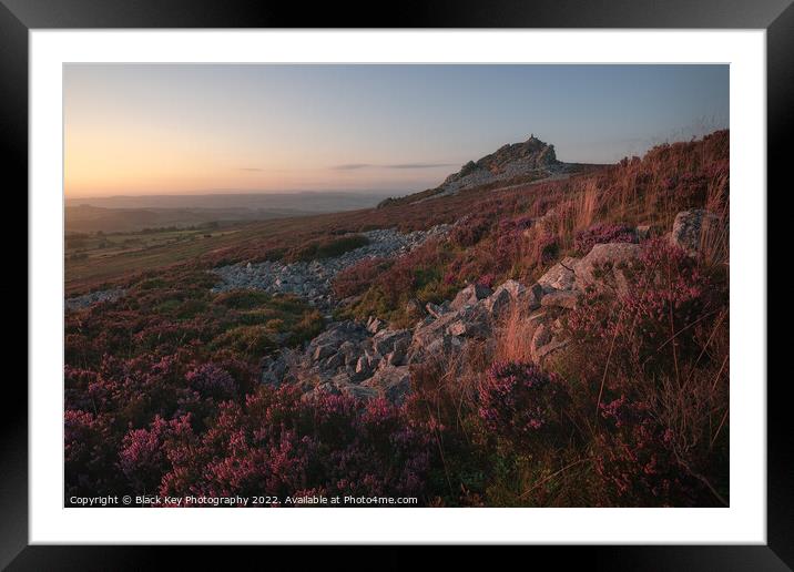 Stiperstones Heather Framed Mounted Print by Black Key Photography