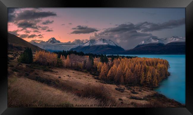 Autumn Colours, Lake Pukaki Framed Print by Black Key Photography