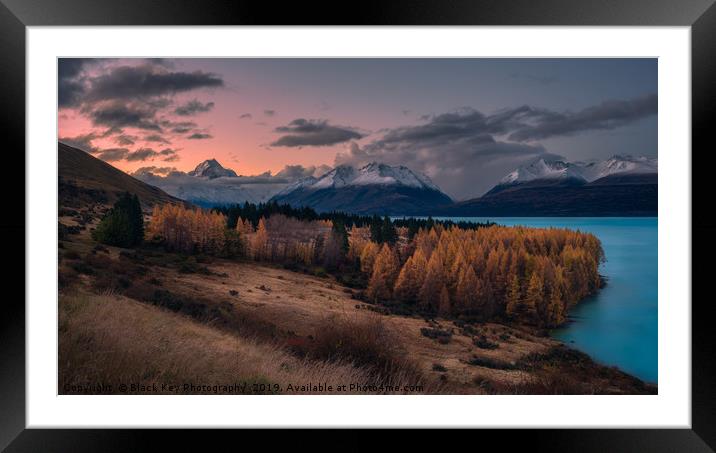 Autumn Colours, Lake Pukaki Framed Mounted Print by Black Key Photography