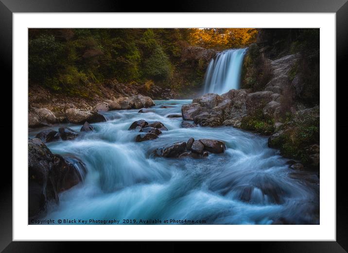 Gollum's Pool waterfall, New Zealand Framed Mounted Print by Black Key Photography