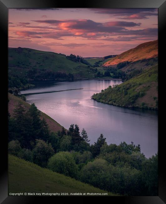 Llyn Clywedog Sunset Framed Print by Black Key Photography