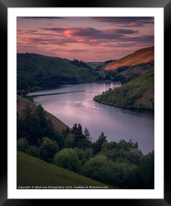 Llyn Clywedog Sunset Framed Mounted Print by Black Key Photography