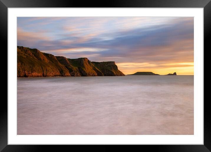 Rhossili Bay Framed Mounted Print by Sandra Kepkowska