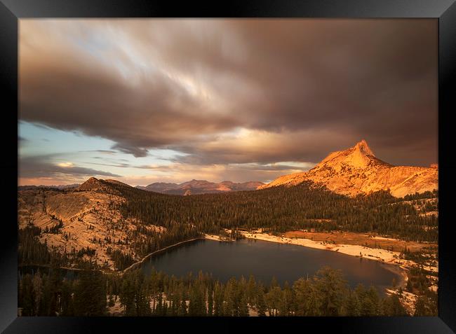 last light...Cathedral Peak, Yosemite Framed Print by Sandra Kepkowska