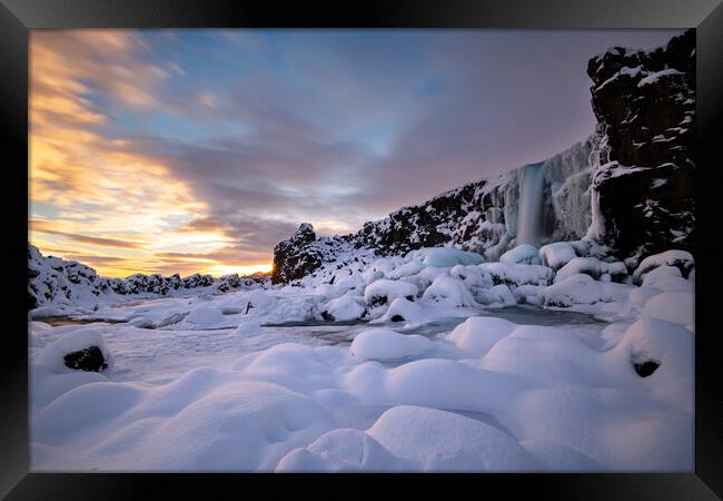 Öxarárfoss waterfall Framed Print by Sandra Kepkowska