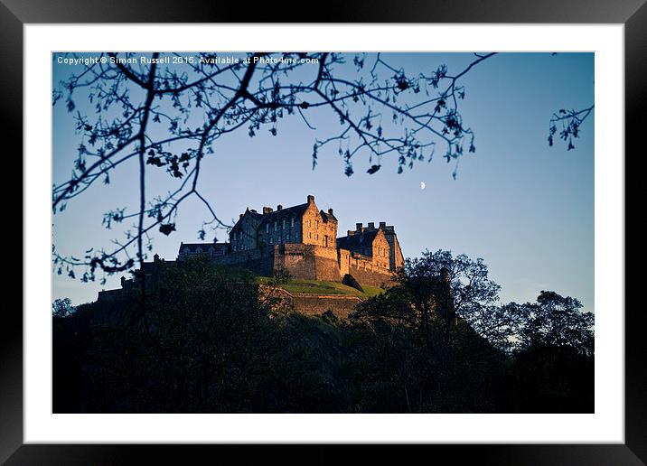  Edinburgh Castle Winter Sun Framed Mounted Print by Simon Russell