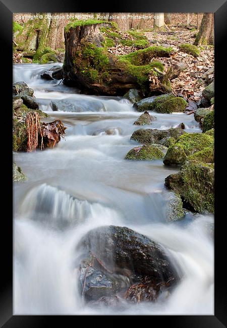  Flieden, Hessen, Germany, Creek, Water, Flow Framed Print by Christian Dichtl