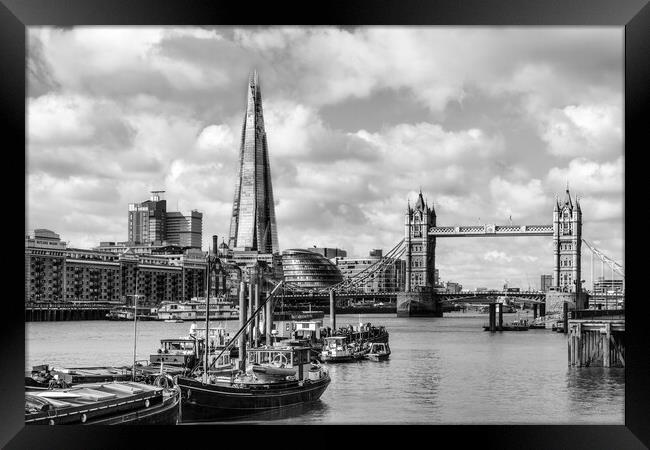 River Thames skyline in monochrome Framed Print by tim miller