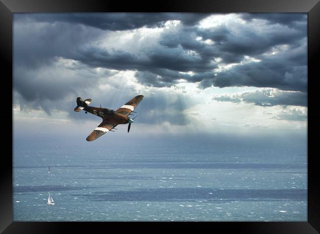 Hawker Hurricane over the English Channel Framed Print by tim miller