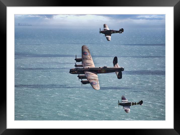 Battle of Britain Flight over the sea Framed Mounted Print by tim miller