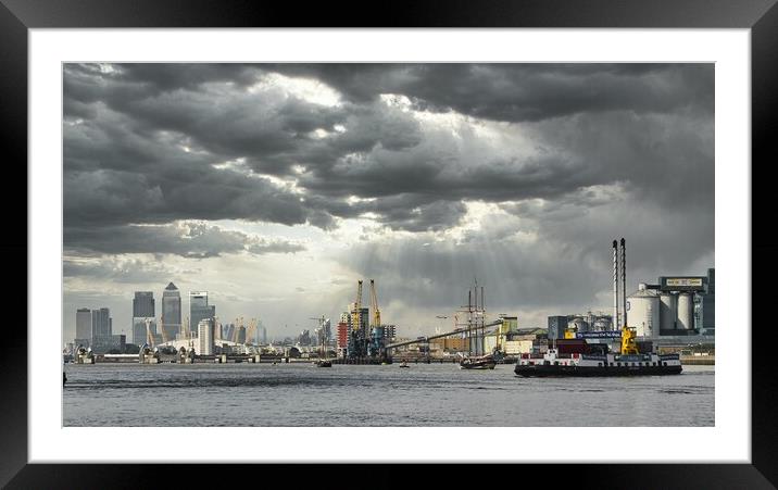 dramatic sky over river thames Framed Mounted Print by tim miller